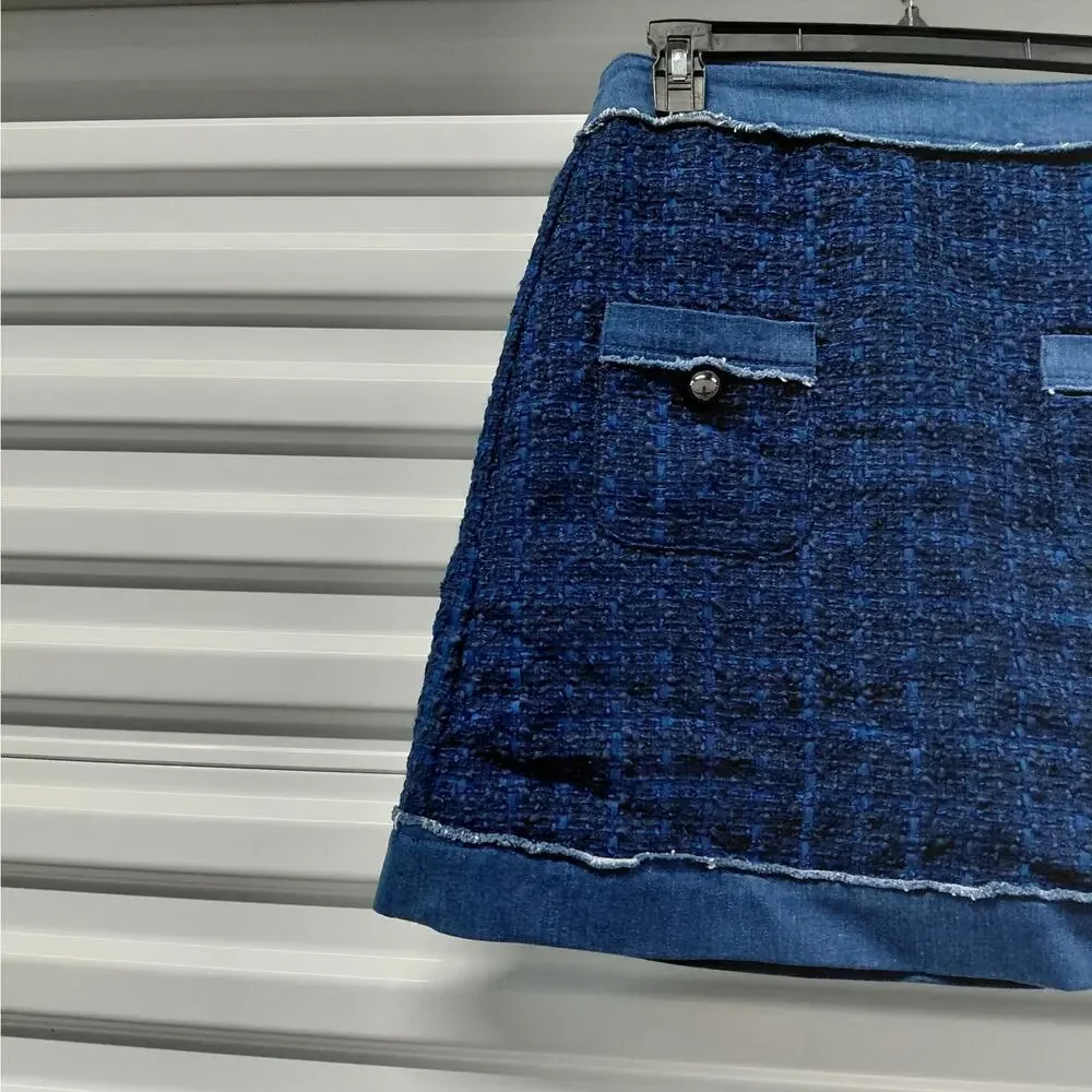Kate Spade Womens Skirt Size 6 Blue Tweed Preppy Chic Parisian Quiet Luxury